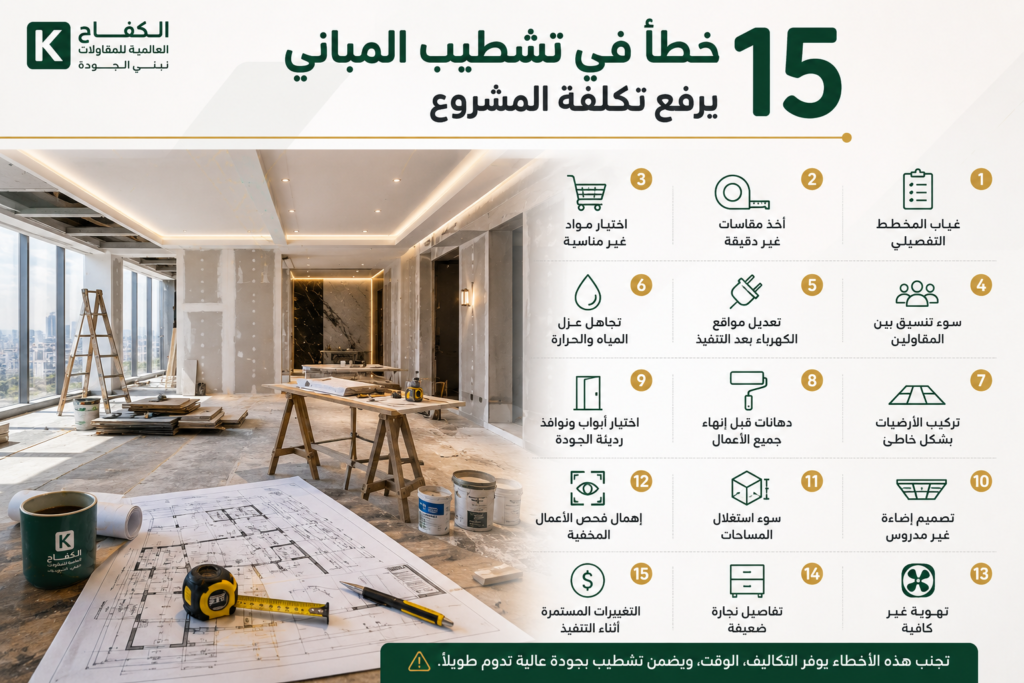 15 خطأ في تشطيب المباني يرفع تكلفة المشروع