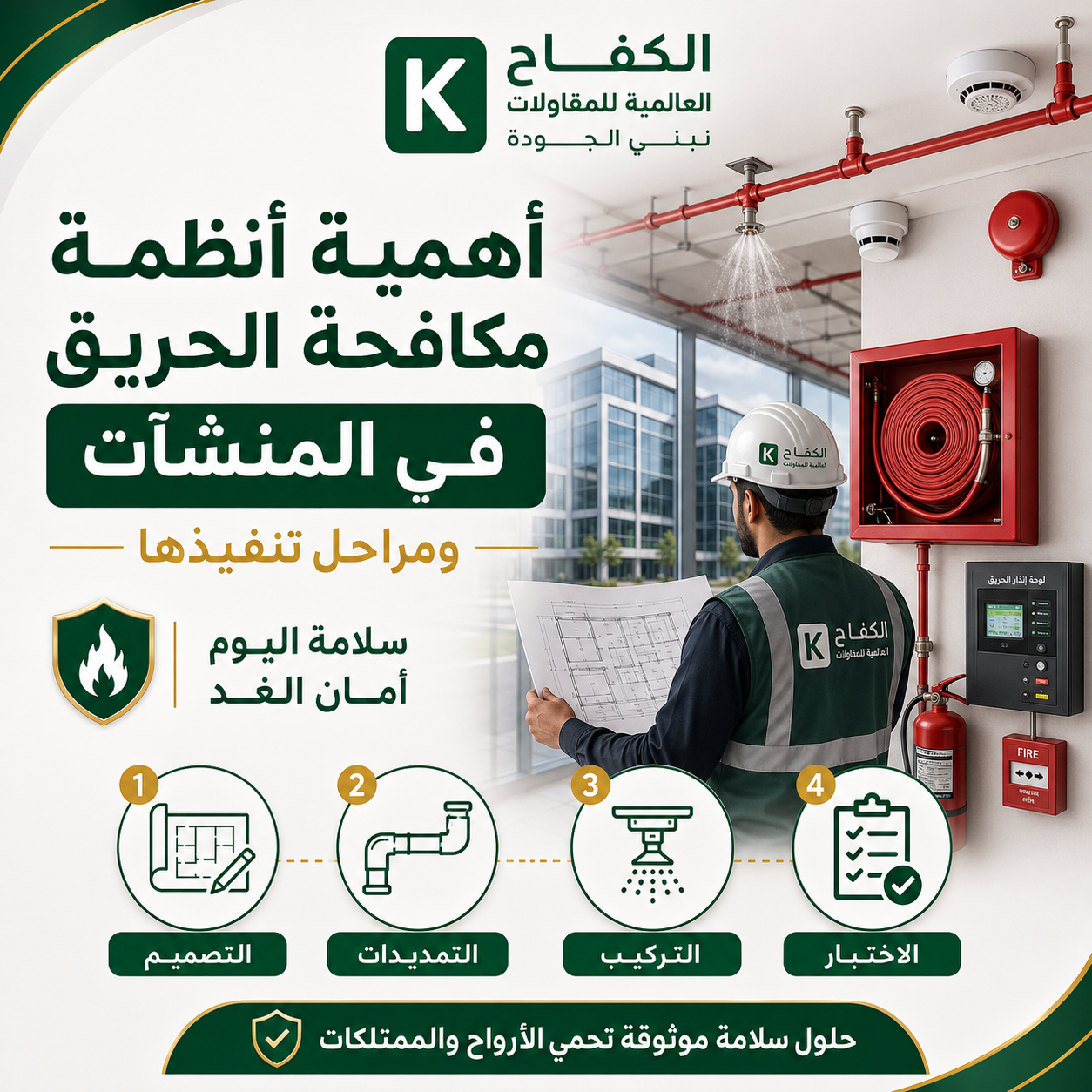 فحص أنظمة مكافحة الحريق داخل منشأة