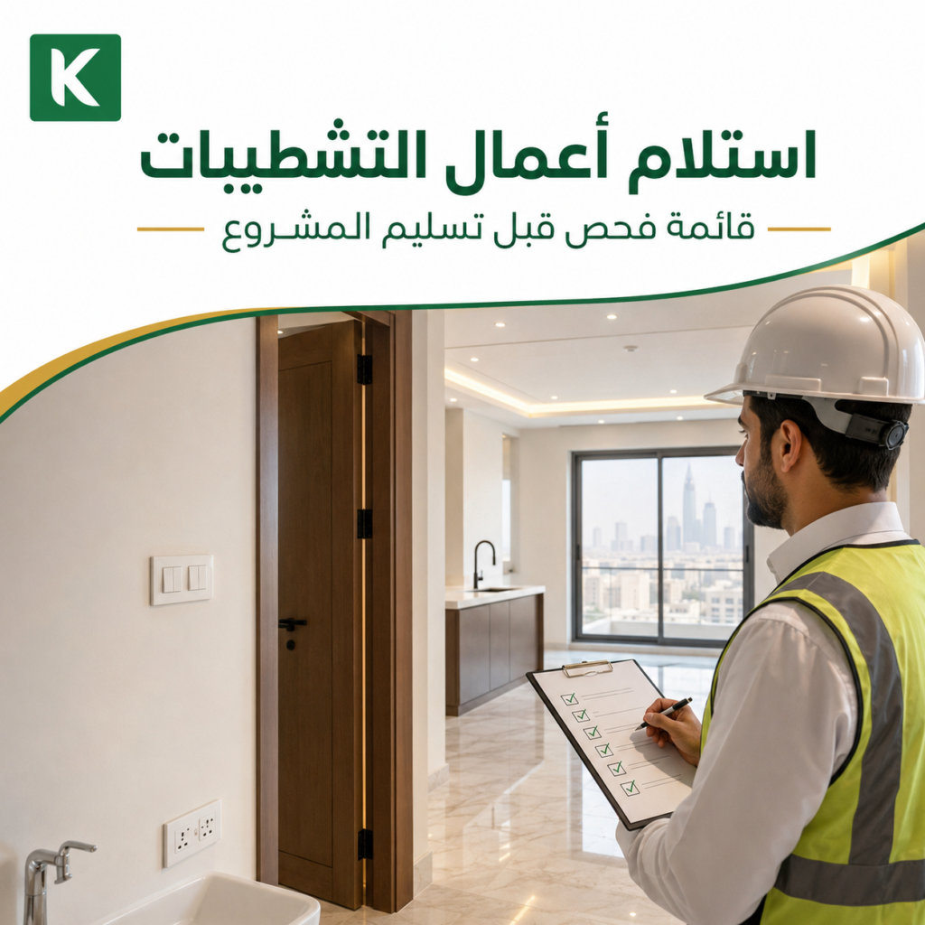 مهندس يفحص أعمال التشطيبات قبل استلام وتسليم المشروع
