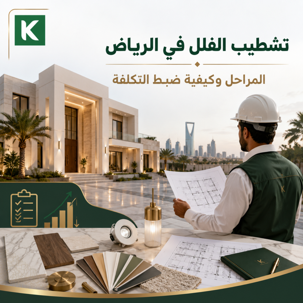 مهندس يتابع أعمال تشطيب فيلا في الرياض