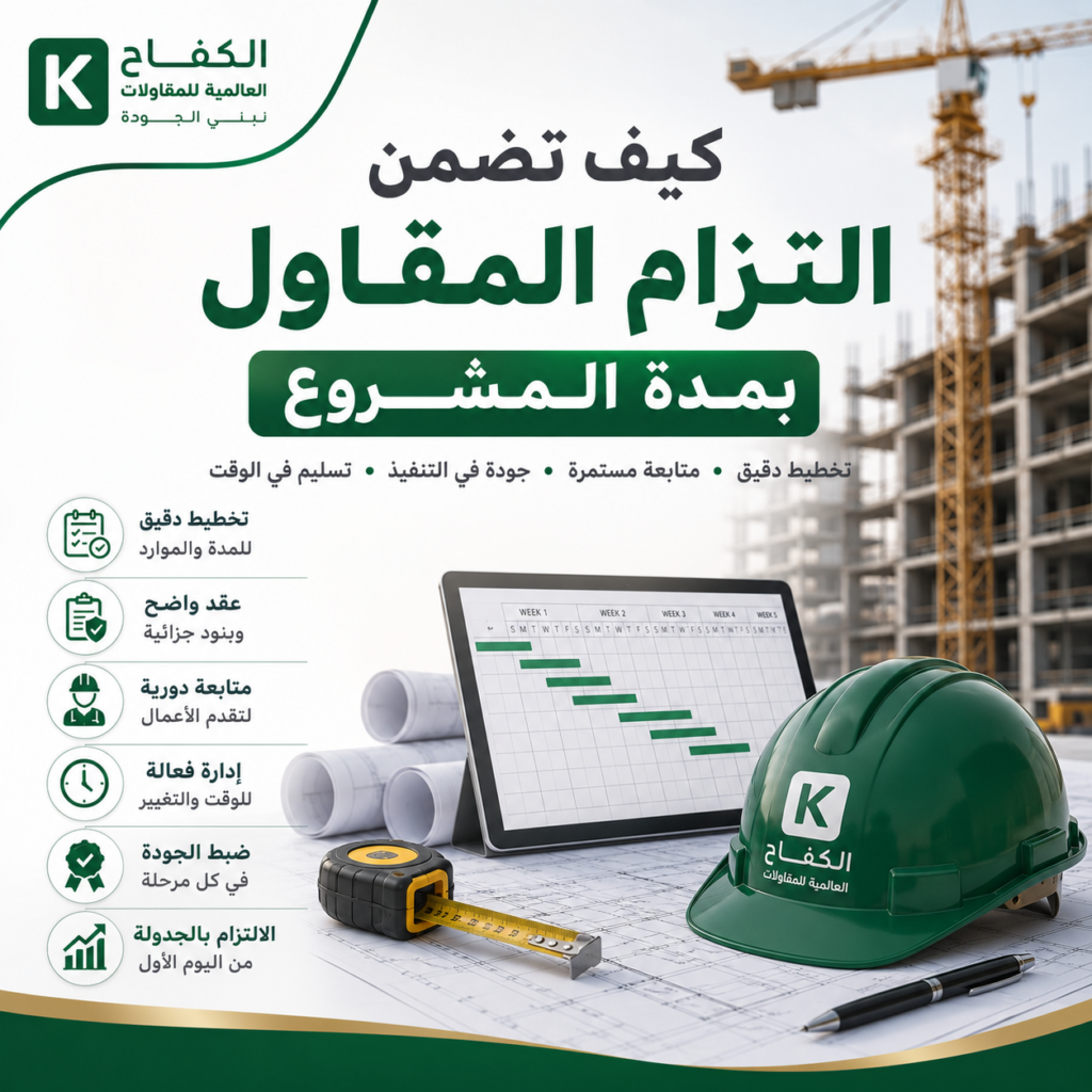 متابعة التزام المقاول بمدة المشروع والبرنامج الزمني للتنفيذ