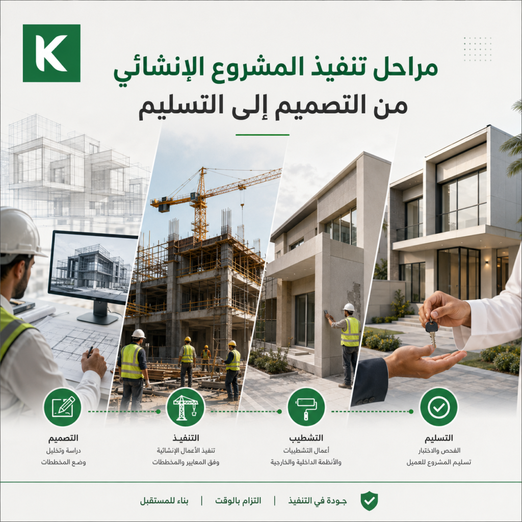 مراحل تنفيذ المشروع الإنشائي من التصميم إلى التسليم