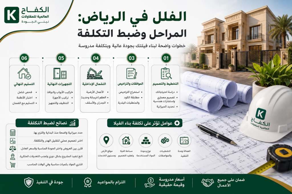 تنفيذ مشروع بناء فيلا سكنية في الرياض